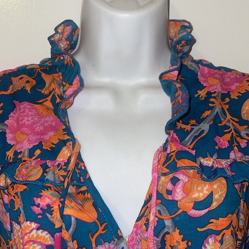 NWT Boemo Anthropologie Tiered Maxi Dress Floral Tassel Tie Long Sleeve - Picture 4 of 14
